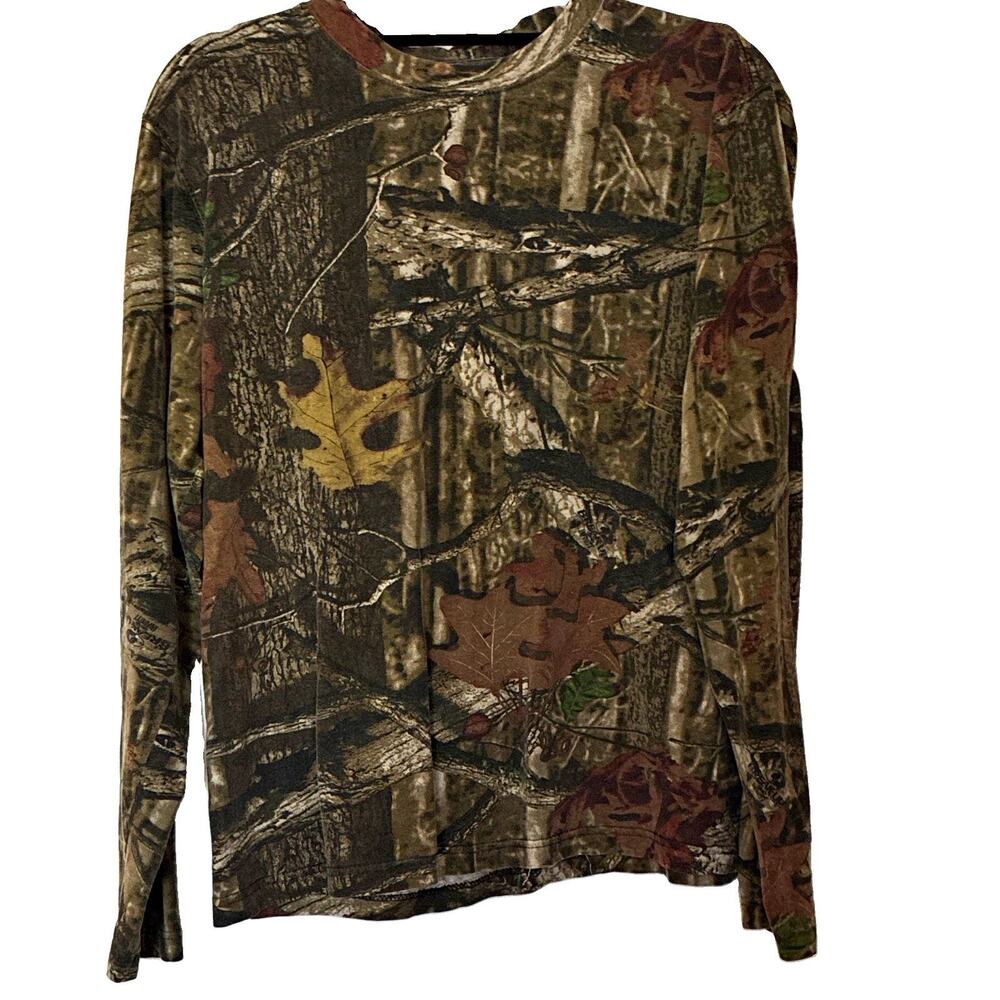 Zone Mossy Oak Infinity Camo Shirt Mens Large L Long Sleeve Hunting Cotton Tee